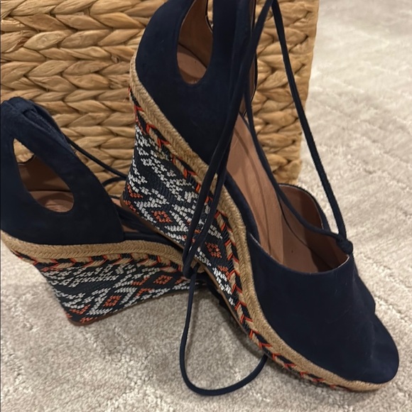 CAbi Blue Wedge Sandals with Geometric Print - Picture 11 of 11